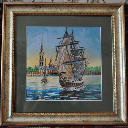 Canvas for bead embroidery "Frigate" 11.8"x11.8" / 30.0x30.0 cm