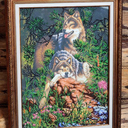 DIY Bead Embroidery Kit "Rest on the rocks" 12.6"x17.5" / 32.0x44.5 cm