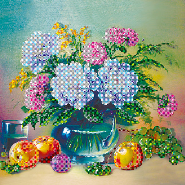 Canvas for bead embroidery "Apples and grapes" 11.8"x11.8" / 30.0x30.0 cm