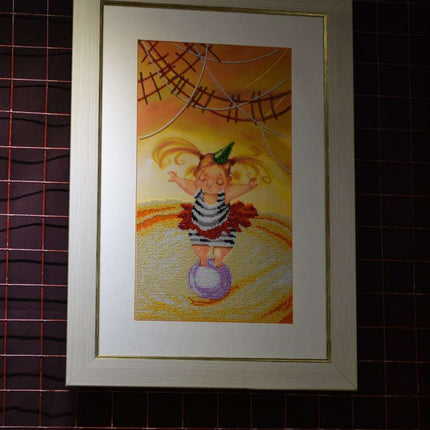 DIY Bead Embroidery Kit "Girl on ball" 9.1"x16.5" / 23.0x42.0 cm