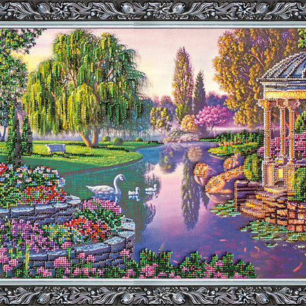 DIY Bead Embroidery Kit "By the pond" 31.5"x11.8" / 80.0x30.0 cm
