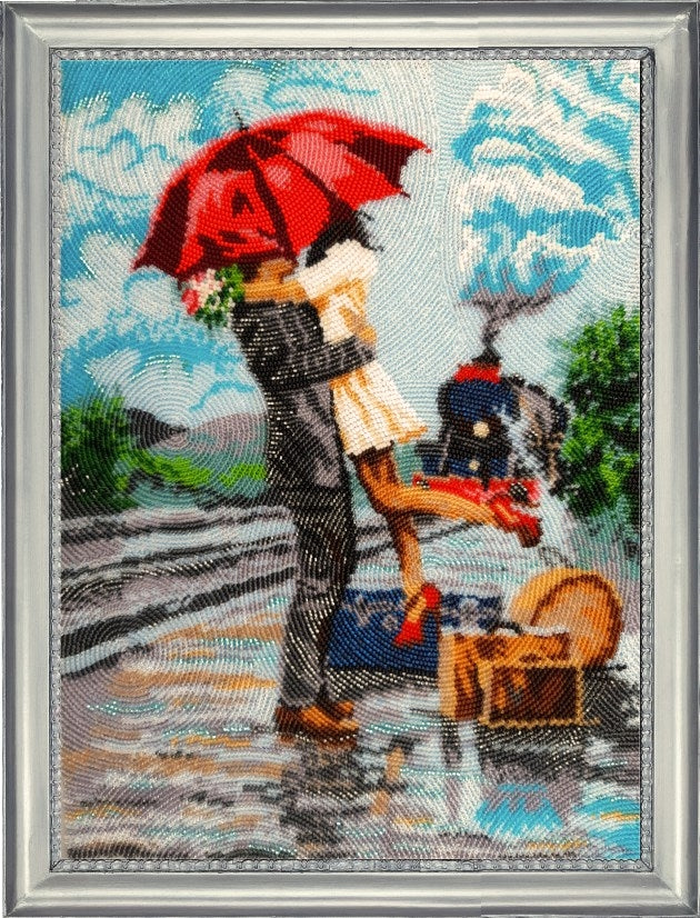 DIY Bead Embroidery Kit "Long-expected Date" 13.8"x10.2" / 35.0x26.0 cm