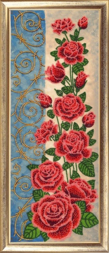 DIY Bead Embroidery Kit "Panel with Roses" 19.3"x7.1" / 49.0x18.0 cm