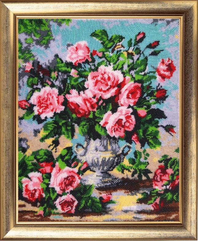 DIY Bead Embroidery Kit "Fragrance of Roses" 13.0"x10.6" / 33.0x27.0 cm
