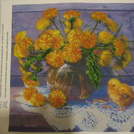 Canvas for bead embroidery "Golden Wonder" 11.8"x11.8" / 30.0x30.0 cm