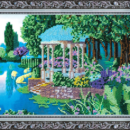 DIY Bead Embroidery Kit "Summerhouse" 11.8"x7.9" / 30.0x20.0 cm