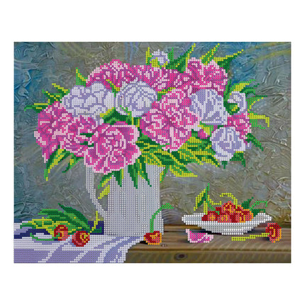 Canvas for bead embroidery "Bouquet of Peonies" 11.8"x9.4" / 30.0x24.0 cm