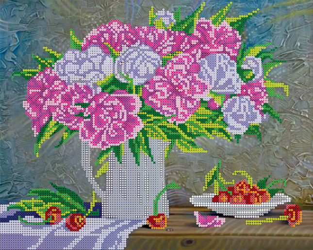 Canvas for bead embroidery "Bouquet of Peonies" 11.8"x9.4" / 30.0x24.0 cm