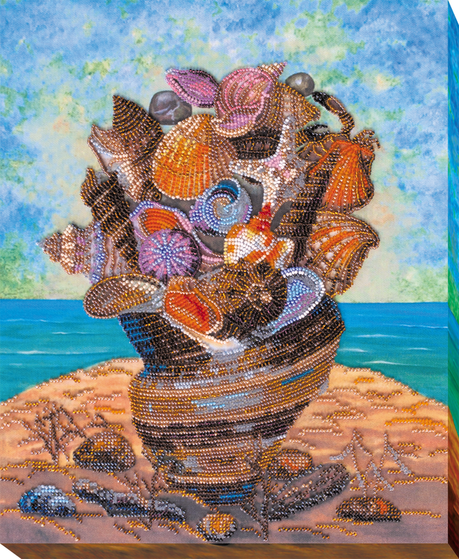 DIY Bead Embroidery Kit "The sea with you" 11.4"x13.8" / 29.0x35.0 cm
