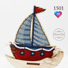 DIY Cross stitch kit on wood "Sailboat" 4.5x3.9 in / 11.5x10.0 cm