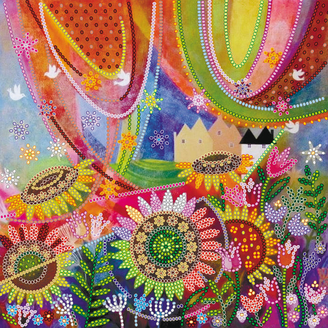 Canvas for bead embroidery "Geometry of summer" 7.9"x7.9" / 20.0x20.0 cm