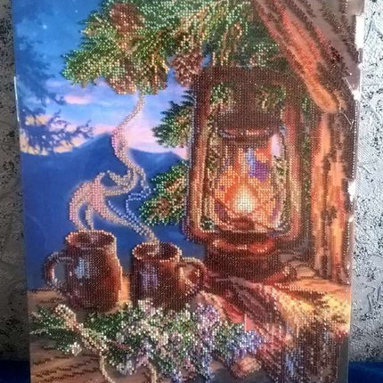 DIY Bead Embroidery Kit "High tea" 11.0"x13.8" / 28.0x35.0 cm
