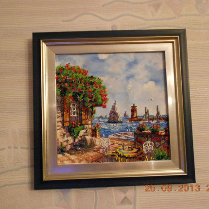 Canvas for bead embroidery "On Shore" 7.9"x7.9" / 20.0x20.0 cm