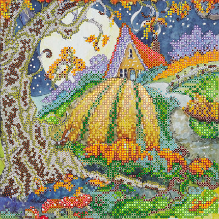 Canvas for bead embroidery "Pumpkin Field" 7.9"x7.9" / 20.0x20.0 cm