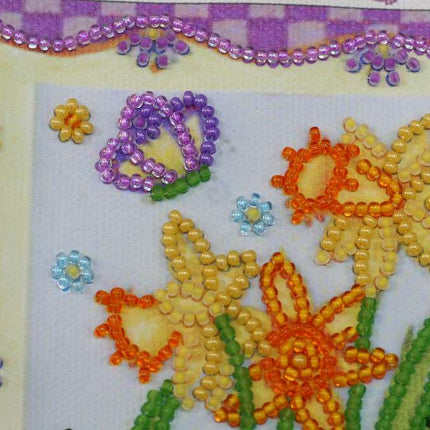 DIY Bead Embroidery Kit "Blooming daffodils"  5.9"x5.9" / 15.0x15.0 cm