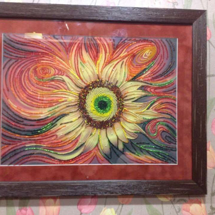 DIY Bead Embroidery Kit "Sunny pulse" 15.7"x11.8" / 40.0x30.0 cm