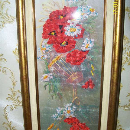 DIY Bead Embroidery Kit "Wild flowers" 6.7"x17.7" / 17.0x45.0 cm