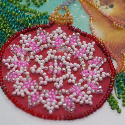 DIY Bead Embroidery Kit "Decorating christmas tree"  5.9"x5.9" / 15.0x15.0 cm