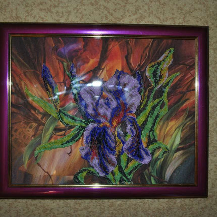 DIY Bead Embroidery Kit "Bordeaux pearl" 14.6"x11.8" / 37.0x30.0 cm