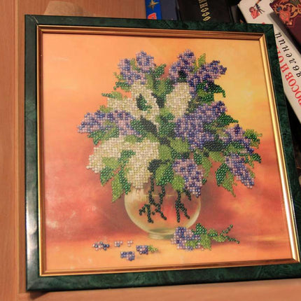 Canvas for bead embroidery "Lilac" 7.9"x7.9" / 20.0x20.0 cm