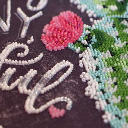 DIY Bead Embroidery Kit "Life is beautiful" 11.8"x11.8" / 30.0x30.0 cm
