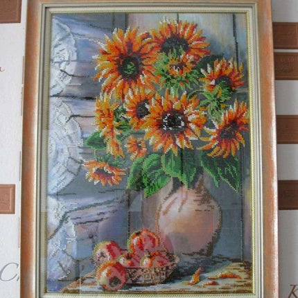 DIY Bead Embroidery Kit "Summer bouquet" 12.6"x17.7" / 32.0x45.0 cm