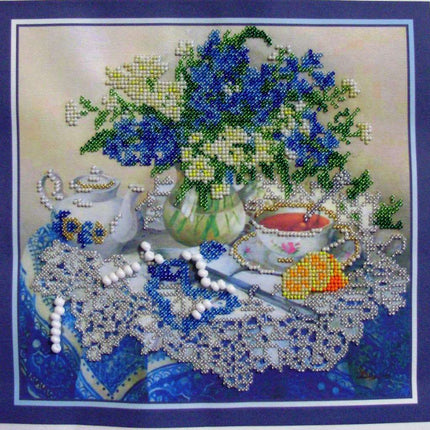DIY Bead Embroidery Kit "Forget-me-nots" 10.2"x9.8" / 26.0x25.0 cm