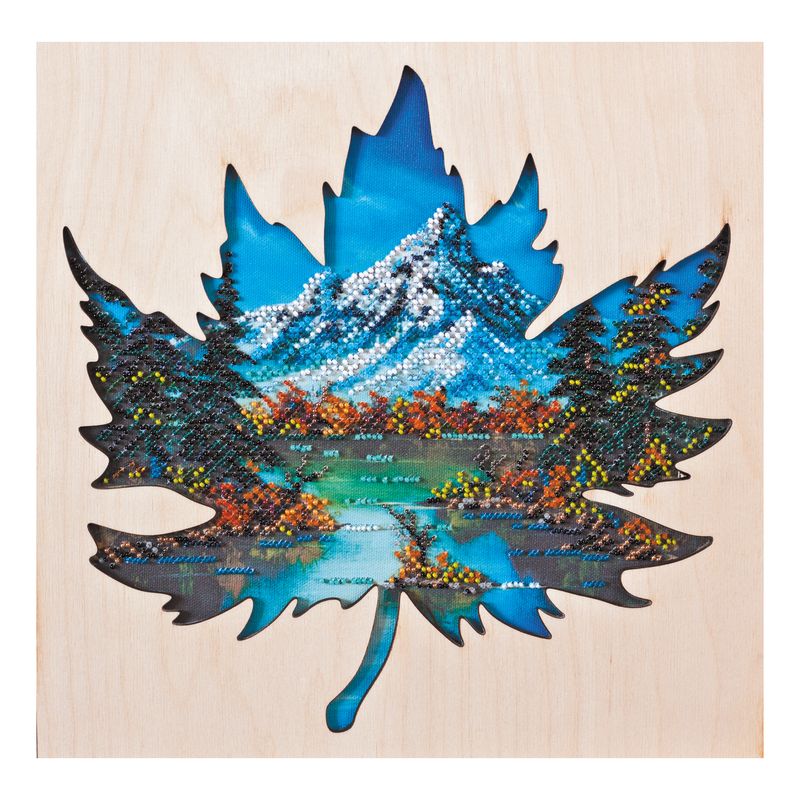 DIY Bead Embroidery Kit with decorative wooden frame "Bunfa`s fresh coolness" 11.7"x11.7" / 29.7x29.7 cm