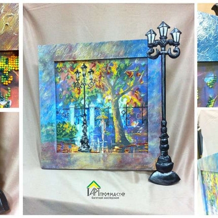 Canvas for bead embroidery "Evening Promenade" 11.8"x11.8" / 30.0x30.0 cm