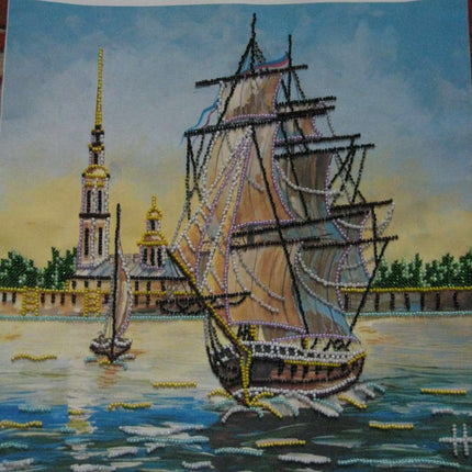Canvas for bead embroidery "Frigate" 11.8"x11.8" / 30.0x30.0 cm