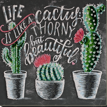 DIY Bead Embroidery Kit "Life is beautiful" 11.8"x11.8" / 30.0x30.0 cm