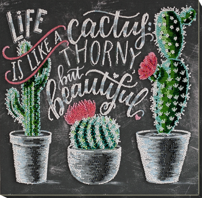 DIY Bead Embroidery Kit "Life is beautiful" 11.8"x11.8" / 30.0x30.0 cm