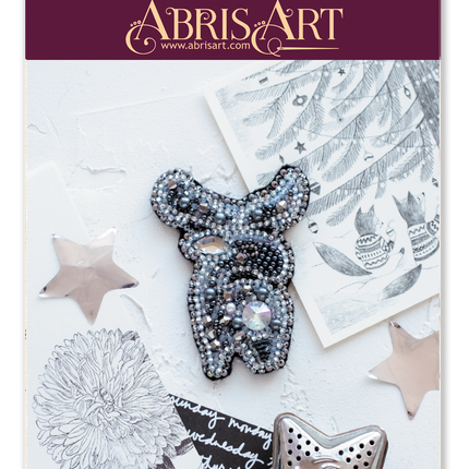 Beadwork kit for creating brooch "Silver Cheeks"