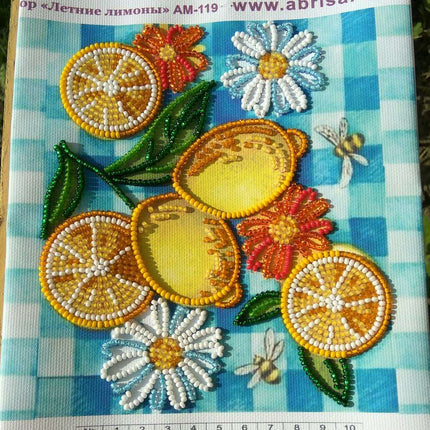 DIY Bead Embroidery Kit "The summer limons"  5.9"x5.9" / 15.0x15.0 cm