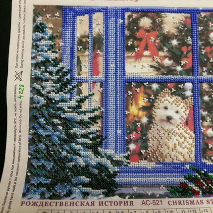 Canvas for bead embroidery "Crismas stori" 7.9"x7.9" / 20.0x20.0 cm