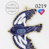 DIY Cross stitch kit on wood "Blue bird" 3.9x4.9 in / 10.0x12.5 cm