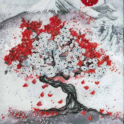 DIY Bead Embroidery Kit "Hanami" 9.8"x13.8" / 25.0x35.0 cm