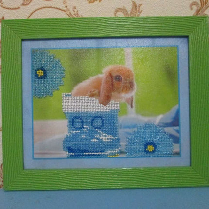 DIY Bead Embroidery Kit "Rabbits – 3" 9.1"x7.1" / 23.0x18.0 cm