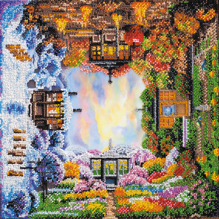 DIY Bead Embroidery Kit "seasons" 11.8"x11.8" / 30.0x30.0 cm