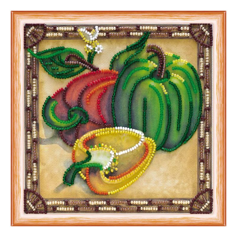 DIY Bead Embroidery Kit "Sweet Peppers"  5.9"x5.9" / 15.0x15.0 cm