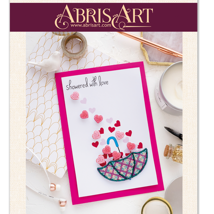 DIY kit postcard 3D for embroidery with beads "Love rain" 5.8"x8.3" / 14.8x21.0 cm