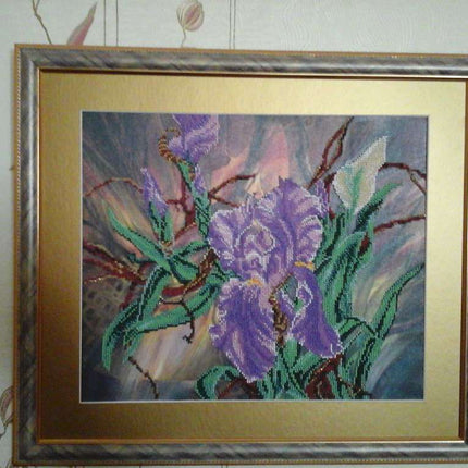 DIY Bead Embroidery Kit "Bordeaux pearl" 14.6"x11.8" / 37.0x30.0 cm