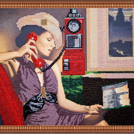 DIY Bead Embroidery Kit "Retro travel – 2" 15.0"x11.8" / 38.0x30.0 cm