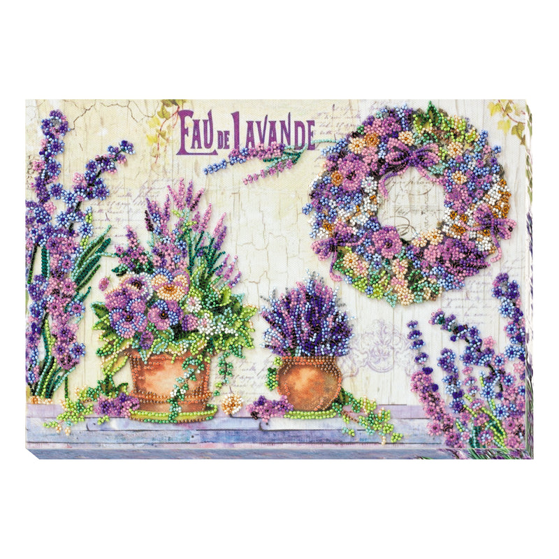 DIY Bead Embroidery Kit "Lavender chantilly" 13.4"x9.4" / 34.0x24.0 cm