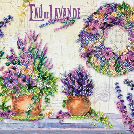 DIY Bead Embroidery Kit "Lavender chantilly" 13.4"x9.4" / 34.0x24.0 cm