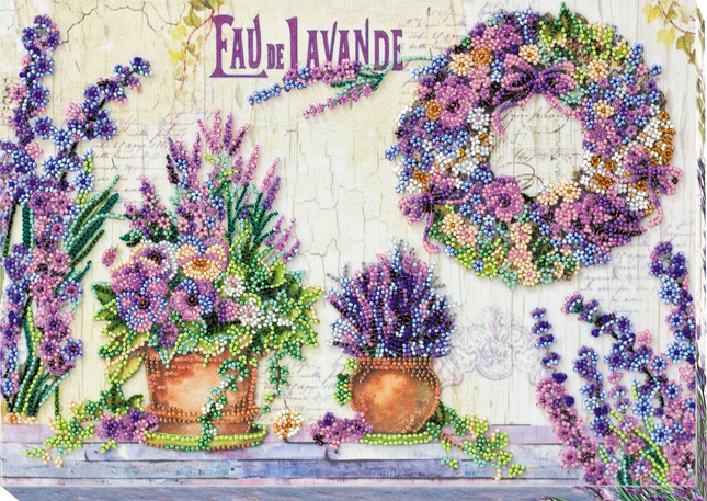 DIY Bead Embroidery Kit "Lavender chantilly" 13.4"x9.4" / 34.0x24.0 cm