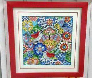 Canvas for bead embroidery "Twitter bird" 7.9"x7.9" / 20.0x20.0 cm