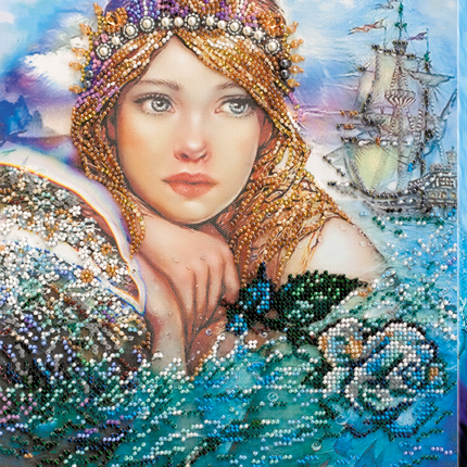 DIY Bead Embroidery Kit "Mermaid" 9.1"x11.8" / 23.0x30.0 cm