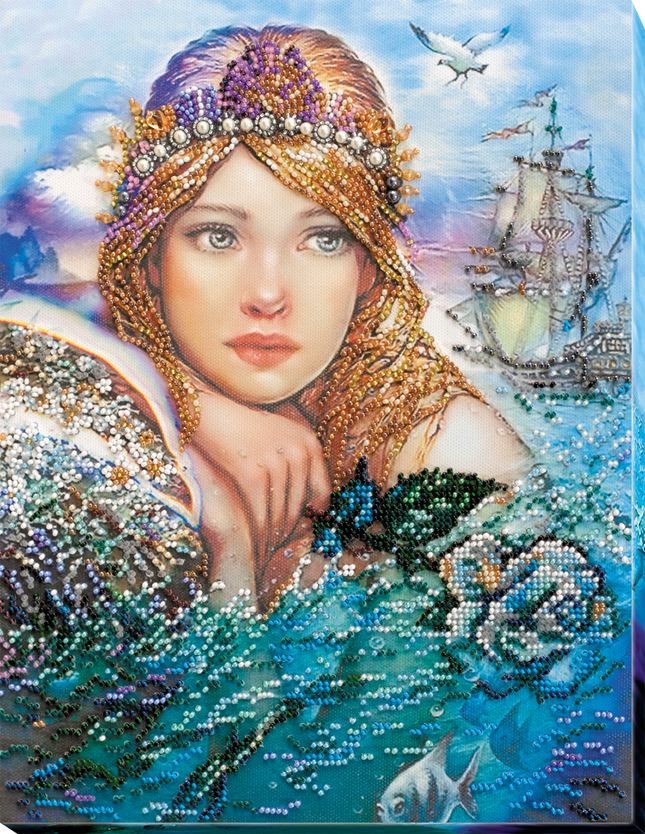 DIY Bead Embroidery Kit "Mermaid" 9.1"x11.8" / 23.0x30.0 cm