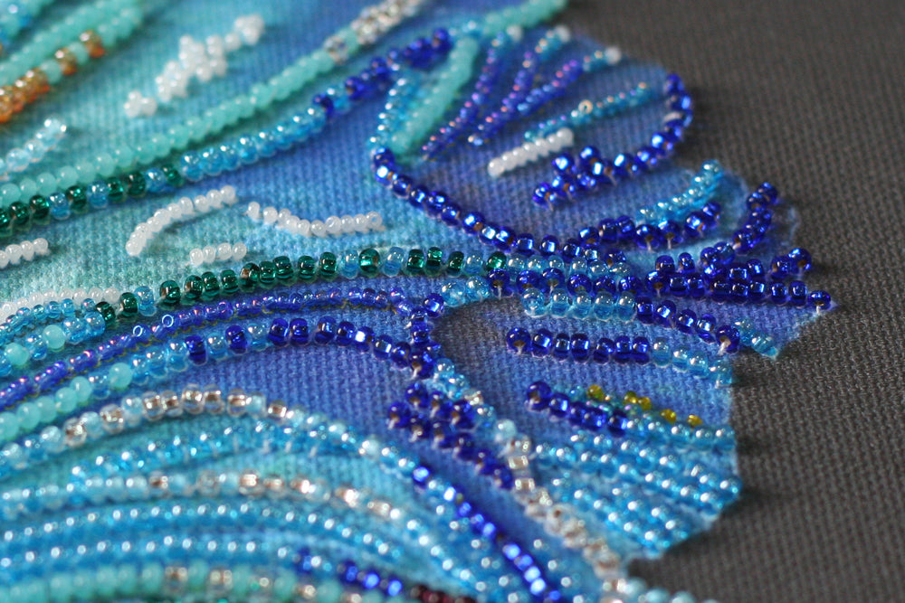 Bead Embroidery Kit Indigo Feathers Native Motive Bead Embroidery